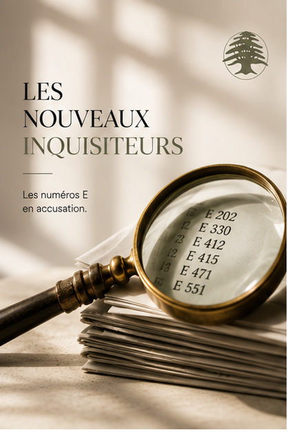 Loupe posée sur une pile de journaux, révélant une liste de numéros E